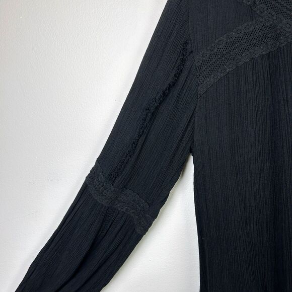 Free People Feelin Moody Mini Dress Black Long Sleeve Flowy Boho Whimsigoth S - Picture 7 of 15